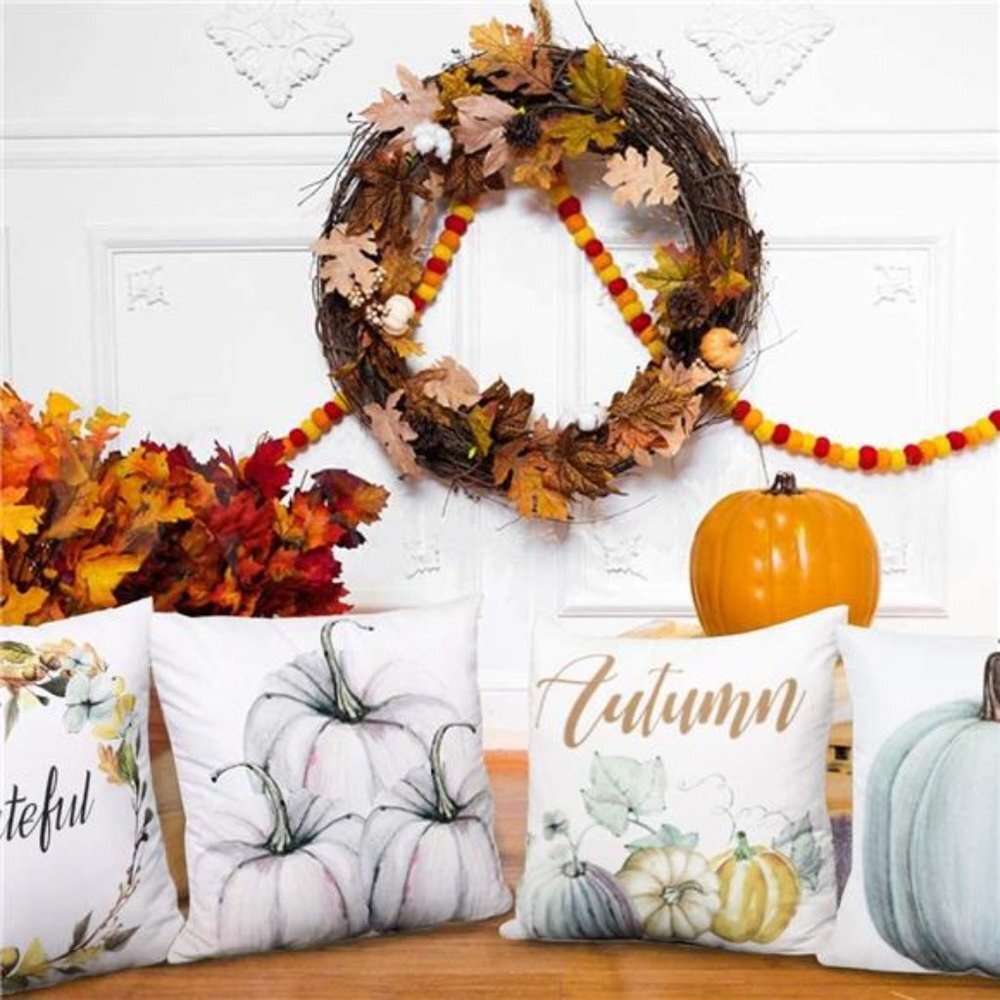 Autumn Decorations Pumpkin Throw Pillow Cover Couch Pillow Cases Set of 4
